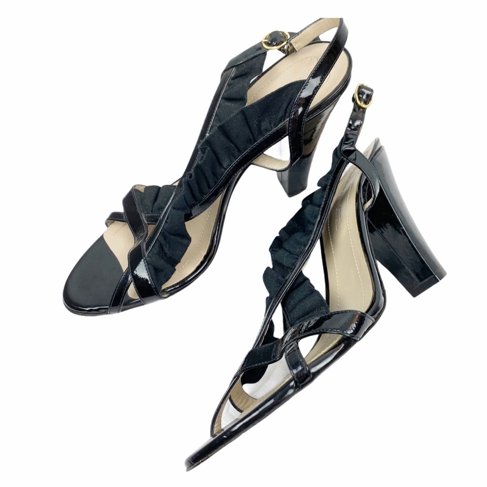 SONIA RYKIEL Ruffle Chunky Wood Heel Sandal Black Size US 10 Euro 40 - Picture 3 of 13